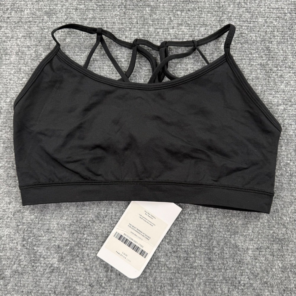 Fabletics Dash Bra L Black Multi-Strap Seamless Sports Bra Womens BA1513296-0001